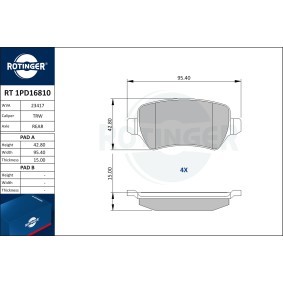 Bremsbeläge RT 1PD16810 von ROTINGER günstig für 32,10 € online kaufen