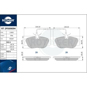 Achetez des Plaquettes de frein ROTINGER RT 2PD09094 à prix pour 53,24 €