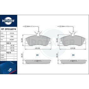 Achetez des Plaquettes de frein ROTINGER RT 2PD16074 à prix pour 48,00 €