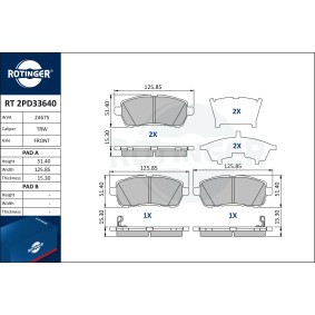 Achetez des Plaquettes de frein ROTINGER RT 2PD33640 à prix pour 47,10 €