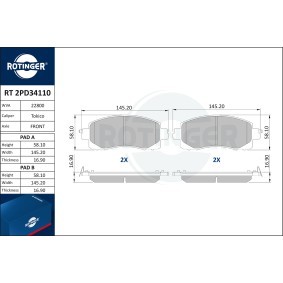 Osta Jarrupalat, levyjarru ROTINGER:llä RT 2PD34110 edullisesti hintaan 71,06 €