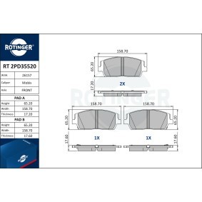 Osta Jarrupalat, levyjarru ROTINGER:llä RT 2PD35520 edullisesti hintaan 77,47 €