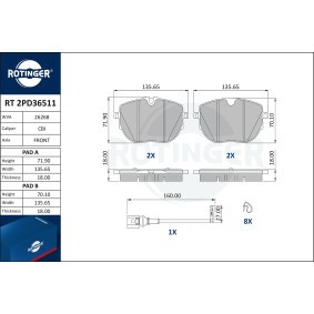 Osta Jarrupalat, levyjarru ROTINGER:llä RT 2PD36511 edullisesti hintaan 101,43 €