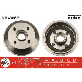 Achetez des Tambour de frein TRW DB4306B à prix pour 82,52 €