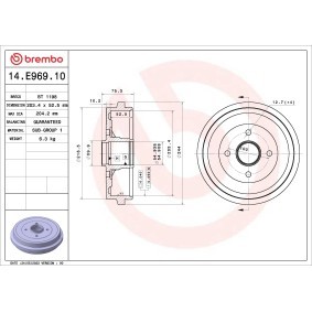 Compre Tambor de travão de BREMBO online para Micra IV Hatchback (K13KK) a preços moderados