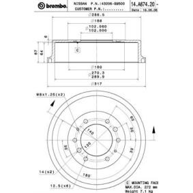 Compre Tambor de travão de BREMBO online para PATROL Hardtop (K260) a preços moderados