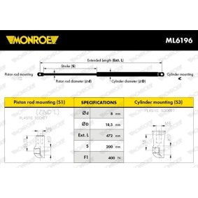 Achetez des Ressort pneumatique MONROE ASP022 à prix pour 166,41 €