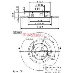 Bremsscheibe 14824 V von METZGER günstig für 54,47 € online kaufen