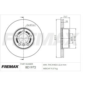 Achetez des Disque de frein FREMAX BD-1972 à prix pour 131,10 €