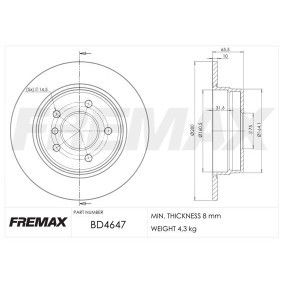 Achetez des Disque de frein FREMAX BD-4647 à prix pour 80,08 €