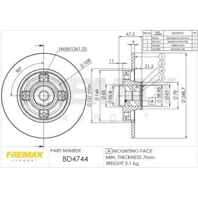 Achetez des Disque de frein FREMAX BD-4744 à prix pour 85,95 €