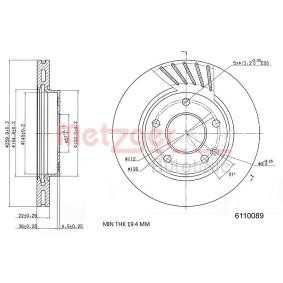 Bremsscheibe 6110089 von METZGER günstig für 29,10 € online kaufen