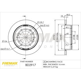 Köp Bromsskiva av FREMAX BD-2917 till det låga priset 1164,64 kr