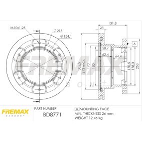 Achetez des Disque de frein FREMAX BD-8771 à prix pour 91,66 €