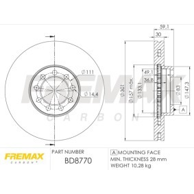Achetez des Disque de frein FREMAX BD-8770 à prix pour 120,05 €