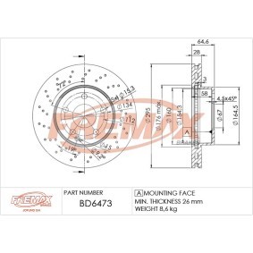 Achetez des Disque de frein FREMAX BD-6473 à prix pour 147,71 €
