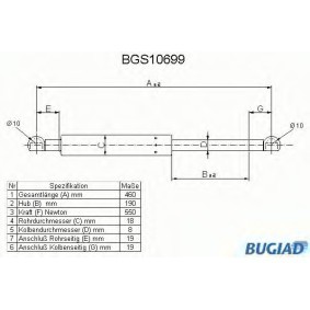 Achetez des Vérin de capot BUGIAD BGS10699 à prix pour 14,20 €