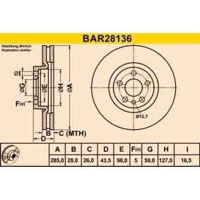 Comprar Disco de freno de Barum BAR28136 a bajo precio de 52,54 €
