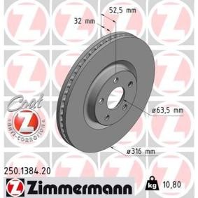 Köp Bromsskiva av ZIMMERMANN 250.1384.20 till det låga priset 1147,24 kr