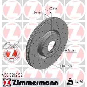 Achetez des Disque de frein ZIMMERMANN 450.5212.52 à prix pour 152,87 €