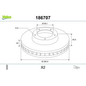 Osta Jarrulevy VALEO:llä 186707 edullisesti hintaan 65,51&nbsp;&euro;
