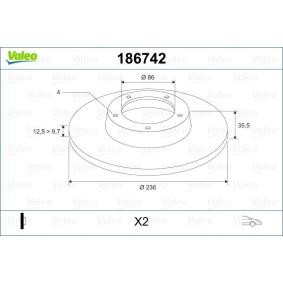 Osta Jarrulevy VALEO:llä 186742 edullisesti hintaan 94,27&nbsp;&euro;