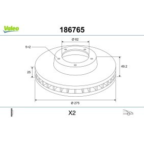 VALEO 186765 Bremsscheiben TOYOTA RAV 4 II (CLA2_, XA2_, ZCA2_, ACA2_) 2.0 150 PS Otto