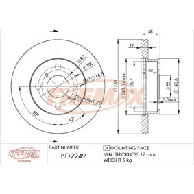 FREMAX BD-2249 Bremsscheiben TOYOTA COROLLA Compact (_E10_) 2.0 72 PS Diesel