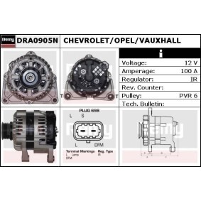 DELCO REMY DRA0905N Alternateur CHEVROLET CRUZE (J300) 1.8 137 CV Essence