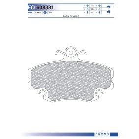 FOMAR Friction FO 608381 Bromsbelägg DACIA SANDERO 1.5 65 hk Diesel