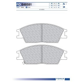 FOMAR Friction FO 648581 Bromsbelägg HYUNDAI ACCENT 1 (X-3) 1.3 60 hk Bensinmotor