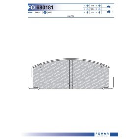 FOMAR Friction FO 680181 Bremseklosser MAZDA 6 Station Wagon (GY) 2.3 162 hk Bensinmotor