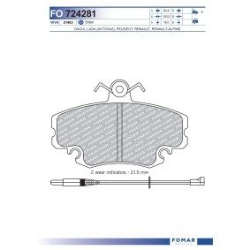 FOMAR Friction FO 724281 Bromsbelägg DACIA SANDERO 1.5 65 hk Diesel