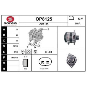 SNRA OP8125 Alternateur CHEVROLET CRUZE (J300) 1.7 110 CV Diesel