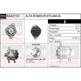 DELCO REMY RAA27101 Alternador FIAT STILO (192) 1.8 133 cv Otto