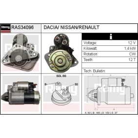 DELCO REMY RAS34096 Anlasser RENAULT THALIA 2 (LU1/2) 1.5 64 PS Diesel