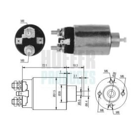 HOFFER 6646297 Solenoid startmotor HYUNDAI ACCENT 1 (X-3) 1.3 60 hk Bensinmotor