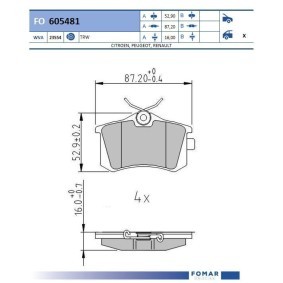 FOMAR Friction FO 605481 Bremsbeläge RENAULT Megane 4 Grandtour (K9A/M/N_) 1.6 115 PS Otto