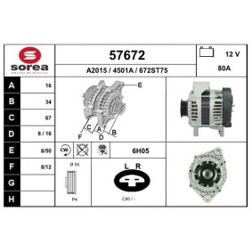 EAI 57672 Alternateur CHEVROLET Aveo / Kalos 3/5 portes (T250, T255) 1.2 72 CV Essence