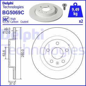 DELPHI BG5069C Bremsscheiben VOLVO XC40 (536) 2.0 190 PS Otto
