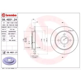 BREMBO 08.4931.24 Disque de frein FORD Focus Mk1 Berline (DNW) 2.0 115 CV Essence