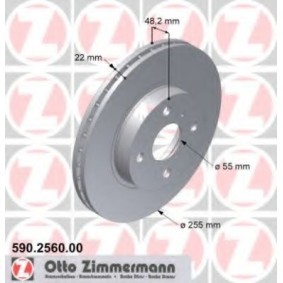 ZIMMERMANN 590.2560.00 Bremsscheiben TOYOTA COROLLA Compact (_E10_) 2.0 72 PS Diesel