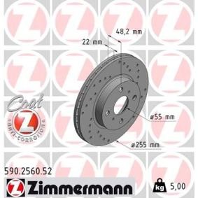 ZIMMERMANN 590.2560.52 Bremsscheiben TOYOTA COROLLA Compact (_E10_) 2.0 72 PS Diesel