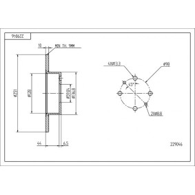 HART 229 046 Disque de frein LANCIA LYBRA SW (839BX) 1.6 103 CV Essence