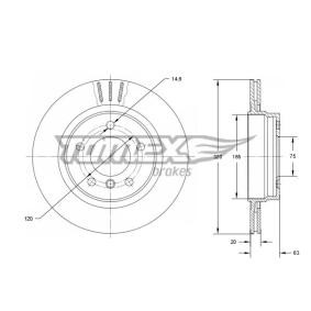 TOMEX brakes TX 73-96 Bremsscheiben BMW 5 Touring (E61) 3.0 211 PS Otto