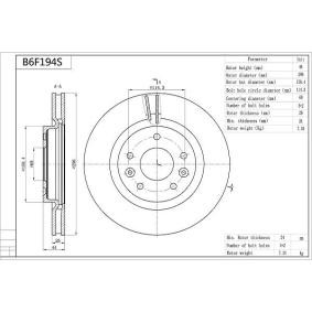 AISIN B6F194S Bremsscheiben NISSAN Qashqai 2 (J11, J11_) 1.6 130 PS Diesel
