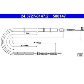Handbremsseil für AUDI von ATE