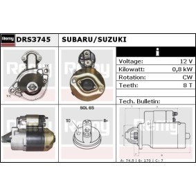 DELCO REMY DRS3745 Motor de arranque SUZUKI BALENO Ranchera familiar (EG) 1.3 86 cv Motor otto