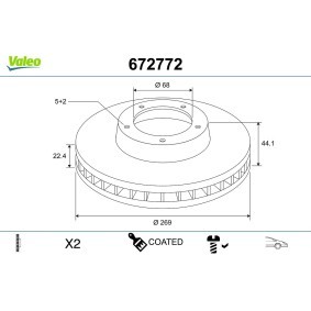 Osta Jarrulevy VALEO:llä 672772 edullisesti hintaan 70,07&nbsp;&euro;