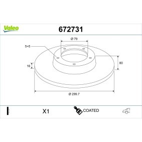 Osta Jarrulevy VALEO:llä 672731 edullisesti hintaan 78,19&nbsp;&euro;